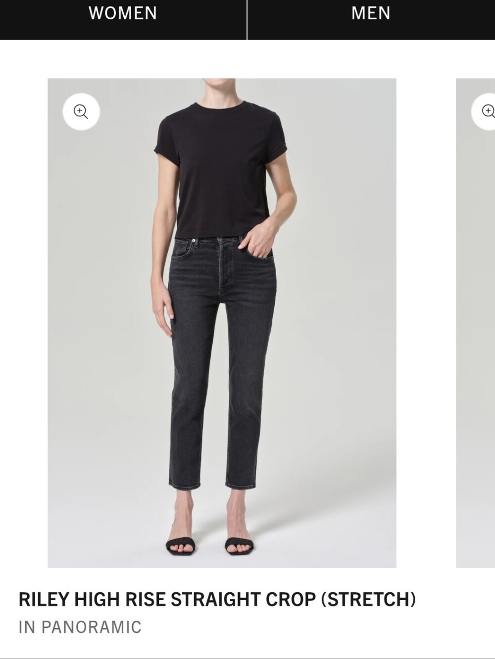 Agolde Riley Black High Rise Straight Crop Jeans